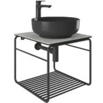 Kale Volo 45 Cm Yuvarlak Siyah Lavabolu Metal Banyo Mobilya Seti