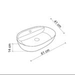Lena E-2114M1 Tezgah Üstü Porselen Lavabo