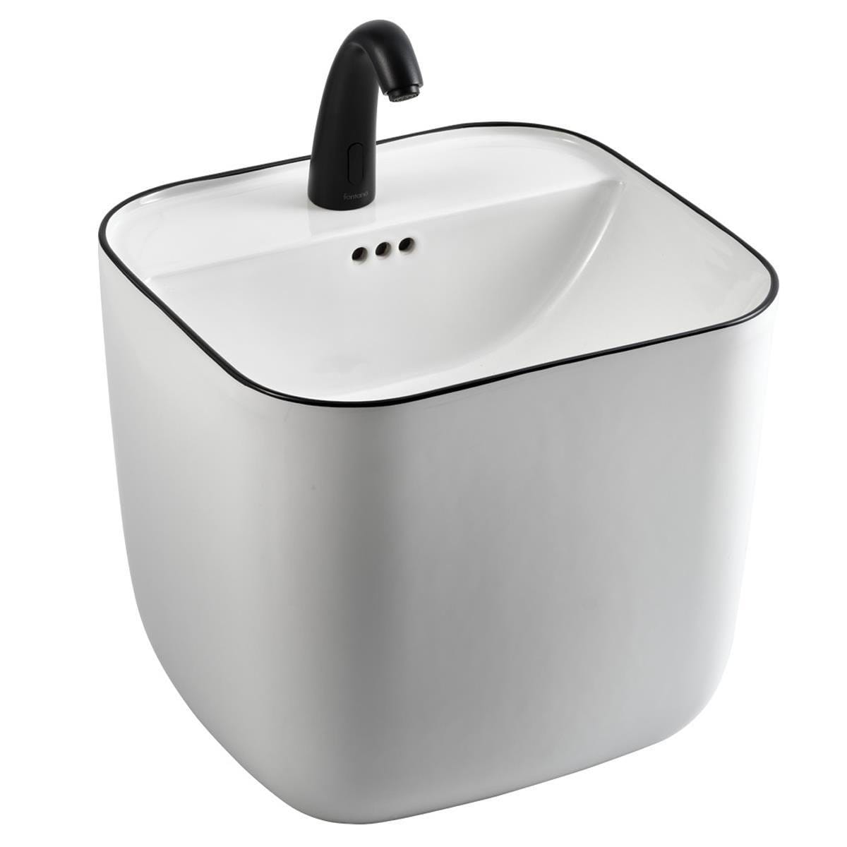Lena E-251S Monoblok Lavabo Beyaz & Siyah Lena E-251S Monoblok Lavabo Beyaz & Siyah