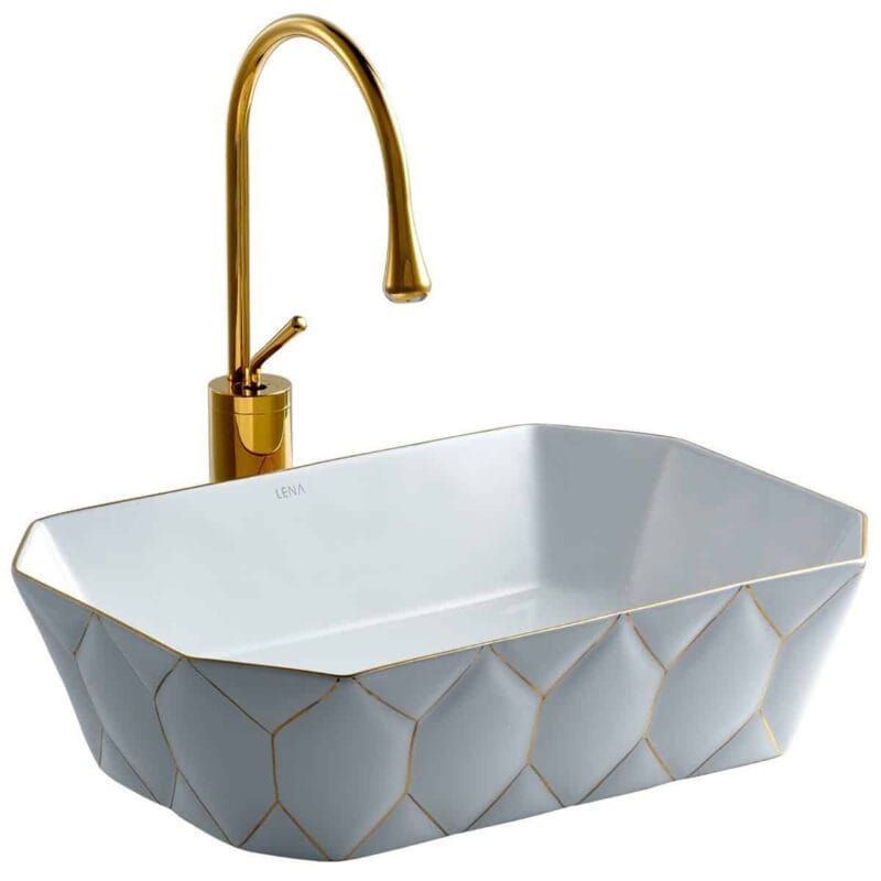 Lena E-8141 Tezgah Üstü Lavabo Altın