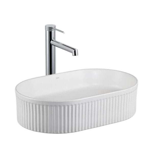 Lena E-W1002MB Tezgah Üstü Mat Beyaz Lavabo