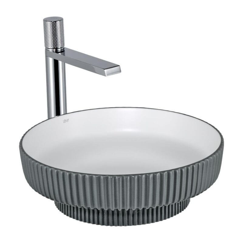 Lena E-W1501MGB Tezgah Üstü Lavabo Mat Gri & Beyaz