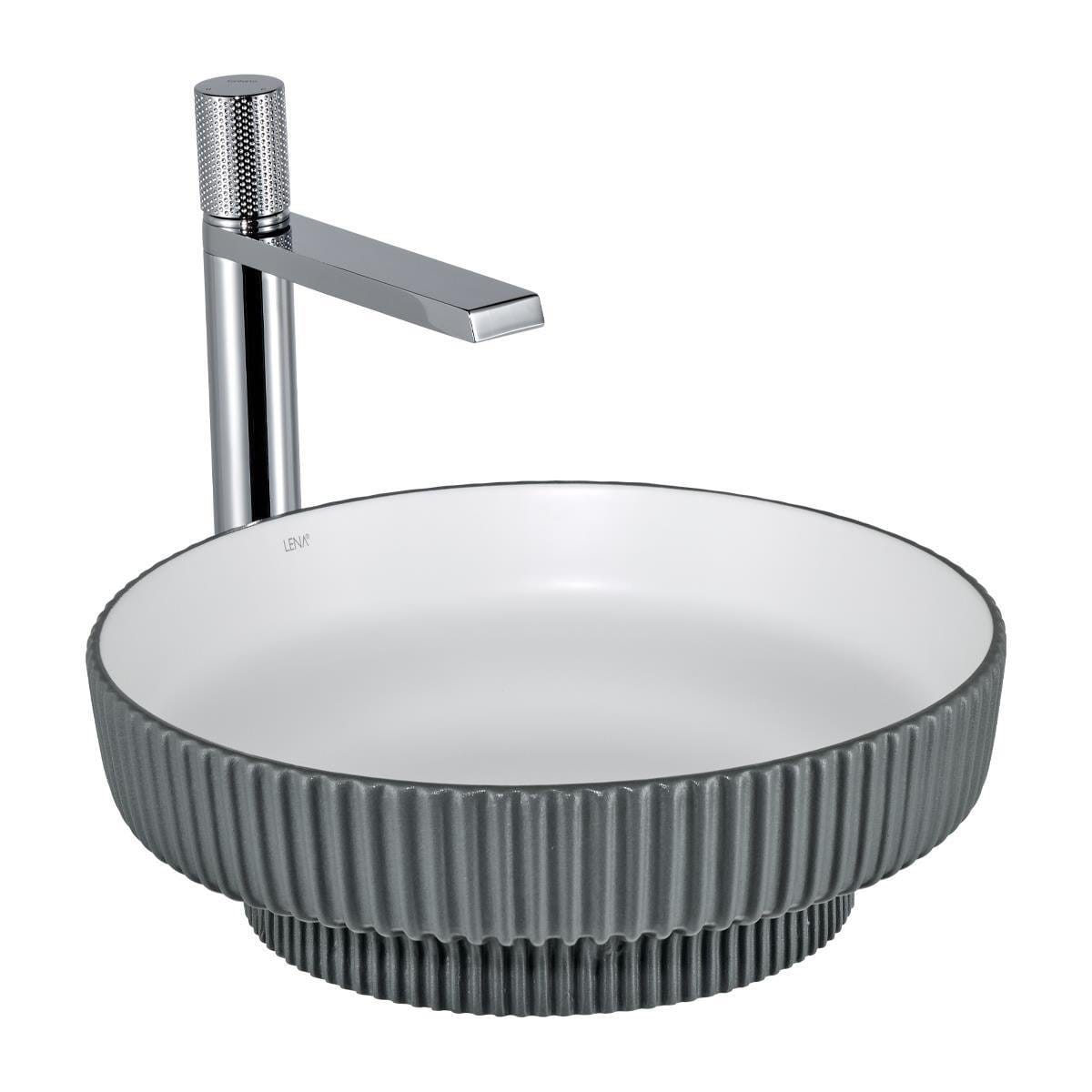 Lena E-W1501MGB Tezgah Üstü Lavabo Mat Gri & Beyaz Lena E-W1501MGB Tezgah Üstü Lavabo Mat Gri & Beyaz