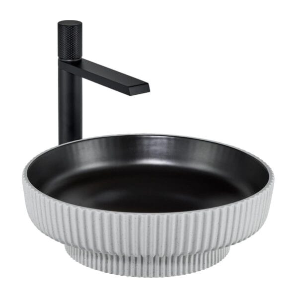 Lena E-W1501MSB Tezgah Üstü Lavabo Mat Siyah & Beyaz