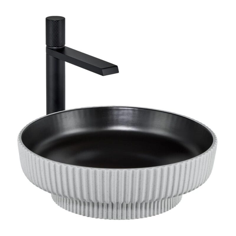 Lena E-W1501MSB Tezgah Üstü Lavabo Mat Siyah & Beyaz