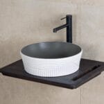 Lena E-W1502MKG Tezgah Üstü Lavabo Mat Koyu Gri & Beyaz