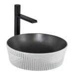 Lena E-W1502MKG Tezgah Üstü Lavabo Mat Koyu Gri & Beyaz