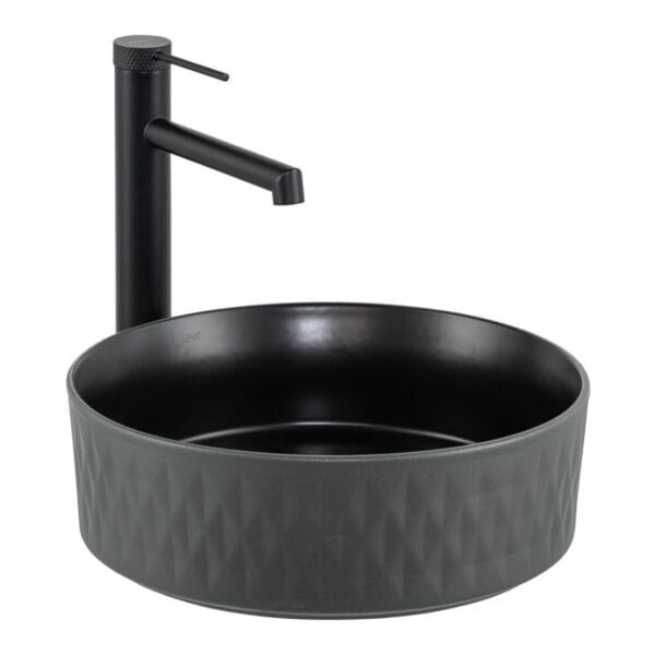 Lena E-W5001GS Tezgah Üstü Lavabo Mat Gri & Siyah