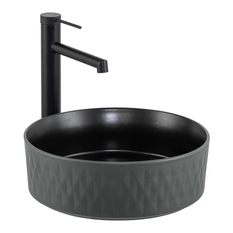 Lena E-W5001GS Tezgah Üstü Lavabo Mat Gri & Siyah