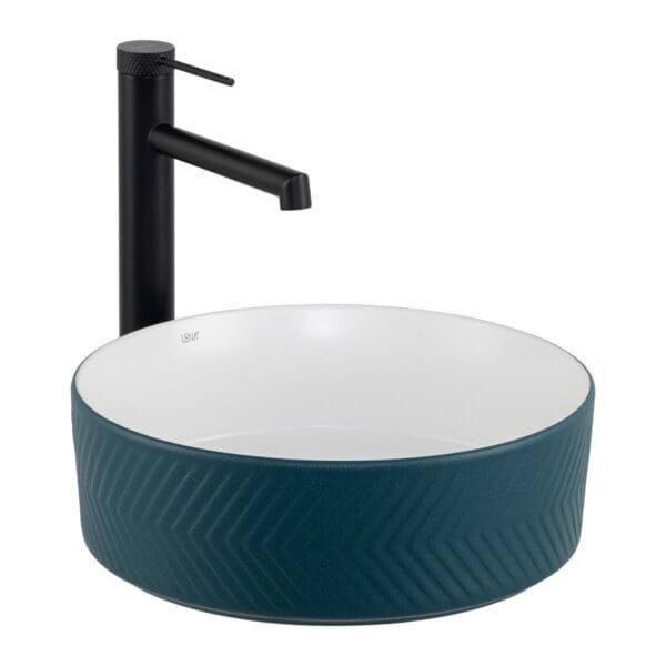 Lena E-W5002YB Tezgah Üstü Lavabo Mat Yeşil & Parlak Beyaz