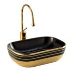 Lena EX-4700AS Tezgah Üstü Lavabo Siyah & Altın