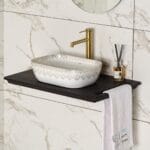 Lena EY-7033 Tezgah Üstü Lavabo Beyaz & Altın