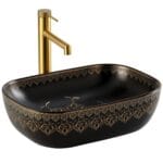 Lena EY-7033S Tezgah Üstü Lavabo Beyaz & Altın