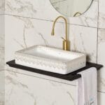 Lena EY-7034 Tezgah Üstü Lavabo Beyaz & Altın