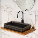 Lena EY-7034S Tezgah Üstü Lavabo Siyah & Altın