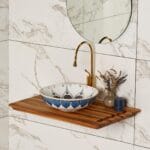 Lena EY-7051 Tezgah Üstü Lavabo Mavi & Beyaz