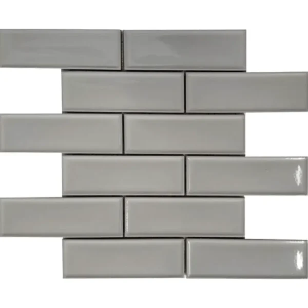 Pukka Tile Açık Gri 2x6 Bevelled Brick Porselen Mozaik