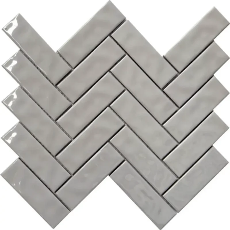 Pukka Tile Açık Gri Herringbone Porselen Mozaik