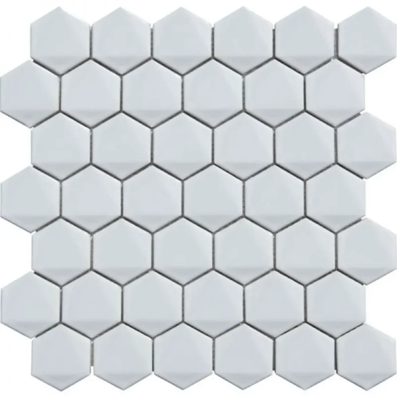 Pukka Tile Beyaz 3D Hexagon Porselen Mozaik