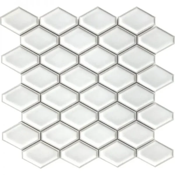 Pukka Tile Beyaz Clipped Diamond Porselen Mozaik