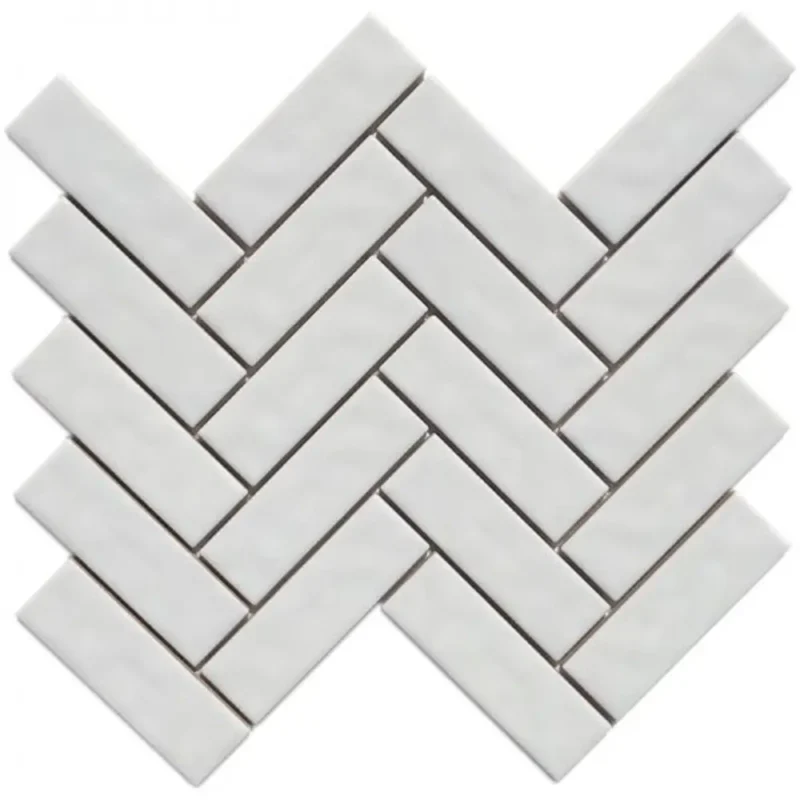 Pukka Tile Beyaz Herringbone Porselen Mozaik