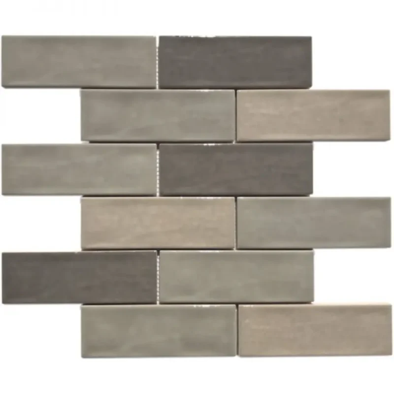 Pukka Tile Kahve Rengi Blend 2x6 Brick Porselen Mozaik