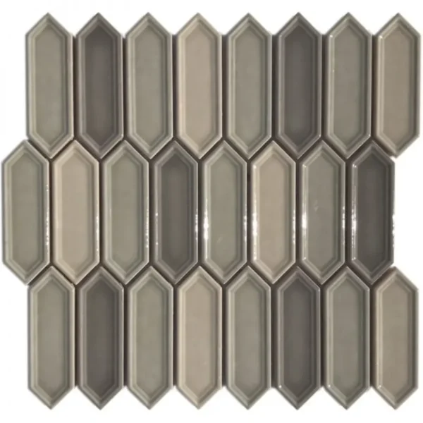 Pukka Tile Kahve Rengi Blend Small Picket Porselen Mozaik