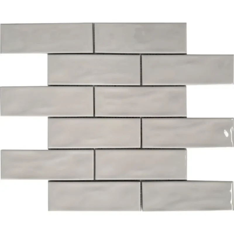 Pukka Tile Kırık Beyaz 2x6 Dalgalı Brick Porselen Mozaik