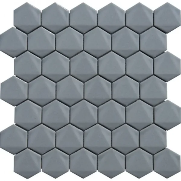 Pukka Tile Koyu Gri 3D Hexagon Porselen Mozaik