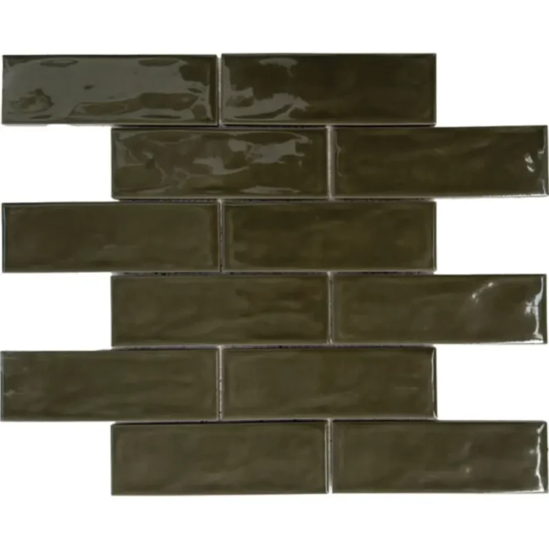 Pukka Tile Yeşil 2x6 Dalgalı Brick Porselen Mozaik