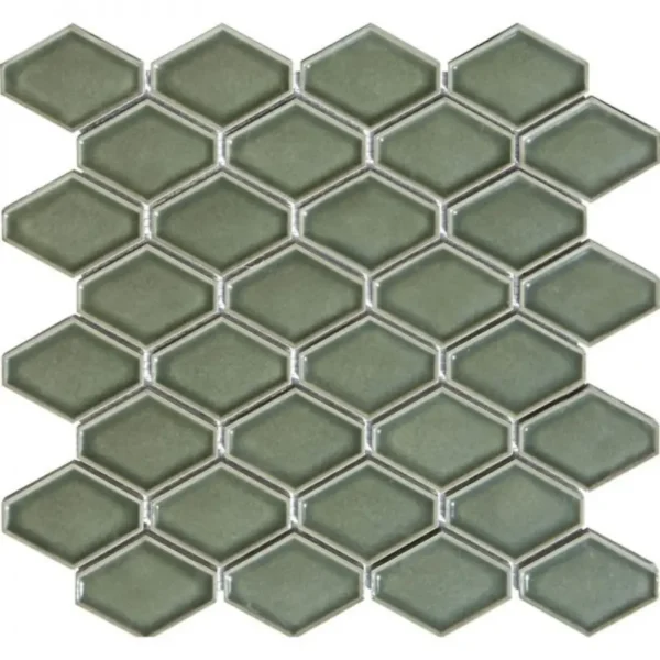 Pukka Tile Yeşil Clipped Diamond Porselen Mozaik