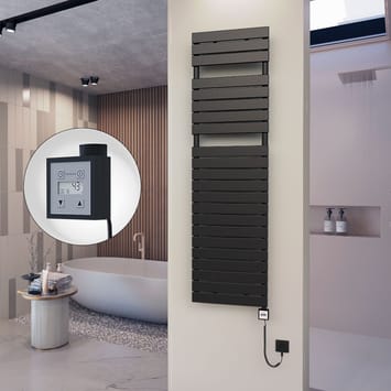 Radiva 10H Elektrikli Havlupan 500x1772 Mat Siyah Ktx3 1000 Watt Spiral Kablolu