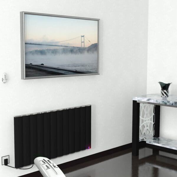 Radiva Elektrikli Alüminyum Radyatör 1200 Watt 600x1200 Mat Siyah Uzaktan Kumandalı