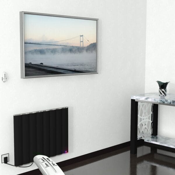 Radiva Elektrikli Alüminyum Radyatör 800 Watt 600x800 Mat Siyah Uzaktan Kumandalı