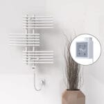 Radiva FIJI Elektirikli Havlupan 650x740 Beyaz (KTX3 Termostat) 300W Spiral Kablolu