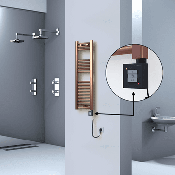 Radiva HAITI Elektirikli Havlupan 300x1000 Düz Bakır Eskitme (KTX1 Termostat) 200W Spiral Kablolu