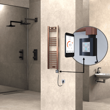 Radiva HAITI Elektirikli Havlupan 300x1000 Düz Bakır Eskitme (KTX4 Termostat) 200W Spiral Kablolu