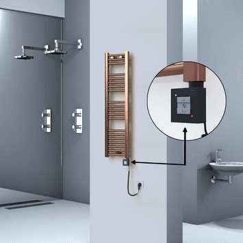 Radiva HAITI Elektirikli Havlupan 300x1100 Düz Bakır Eskitme (KTX1 Termostat) 200W Spiral Kablolu