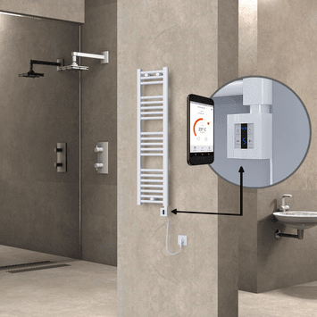 Radiva HAITI Elektirikli Havlupan 300x1100 Düz Beyaz (KTX4 Termostat) 300W Spiral Kablolu