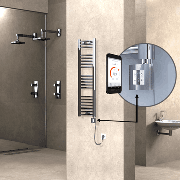 Radiva HAITI Elektirikli Havlupan 300x1100 Düz Krom (KTX4 Termostat) 200W Spiral Kablolu