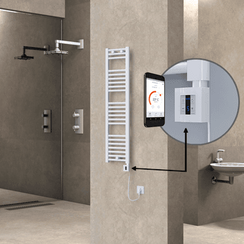 Radiva HAITI Elektirikli Havlupan 300x1200 Düz Beyaz (KTX4 Termostat) 300W Spiral Kablolu