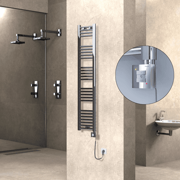 Radiva HAITI Elektirikli Havlupan 300x1500 Düz Krom (KTX1 Termostat) 300W Spiral Kablolu