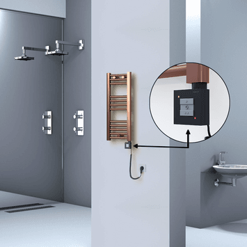 Radiva HAITI Elektirikli Havlupan 300x700 Düz Bakır Eskitme (KTX1 Termostat) 200W Spiral Kablolu