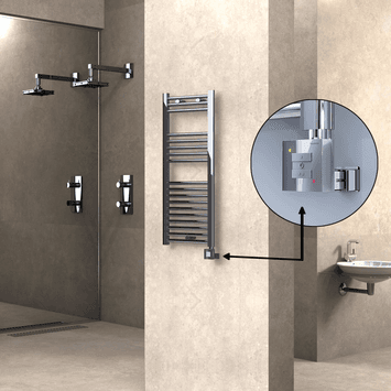 Radiva HAITI Elektirikli Havlupan 400x1000 Düz Krom (KTX1 Termostat) 200W