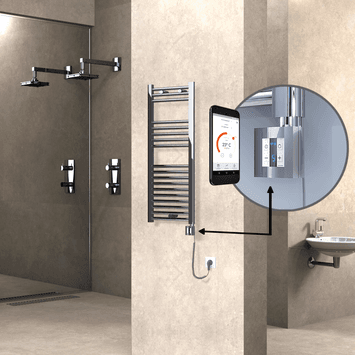 Radiva HAITI Elektirikli Havlupan 400x1000 Düz Krom (KTX4 Termostat) 200W Spiral Kablolu