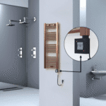 Radiva HAITI Elektirikli Havlupan 400x1100 Düz Bakır Eskitme (KTX1 Termostat) 300W Spiral Kablolu