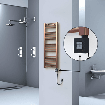 Radiva HAITI Elektirikli Havlupan 400x1100 Düz Bakır Eskitme (KTX1 Termostat) 300W Spiral Kablolu