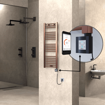 Radiva HAITI Elektirikli Havlupan 400x1100 Düz Bakır Eskitme (KTX4 Termostat) 300W Spiral Kablolu