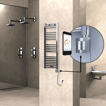 Radiva HAITI Elektirikli Havlupan 400x1100 Düz Krom (KTX4 Termostat) 300W Spiral Kablolu