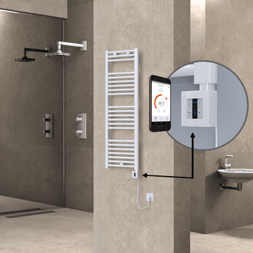 Radiva HAITI Elektirikli Havlupan 400x1200 Düz Beyaz (KTX4 Termostat) 600W Spiral Kablolu